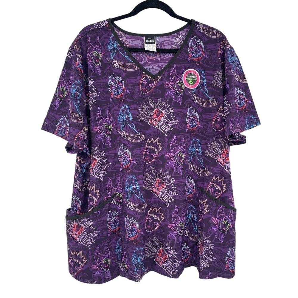 Disney Villains Women’s Size 3XL Halloween Scrub top performance stretch NWT